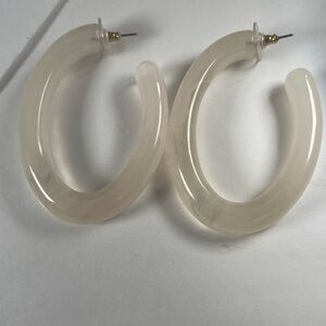 Elegant Cream Hoop Earrings